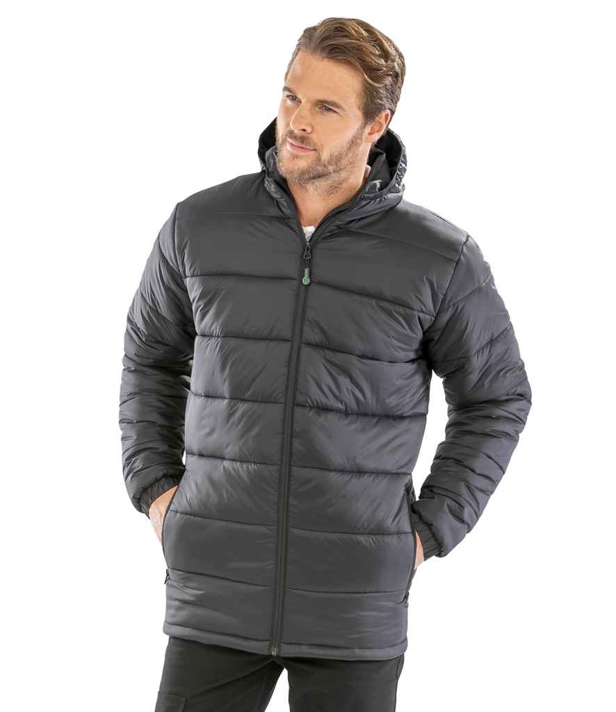 Result Genuine Recycled Hooded Padded Parka Jacket - Black (RS910)