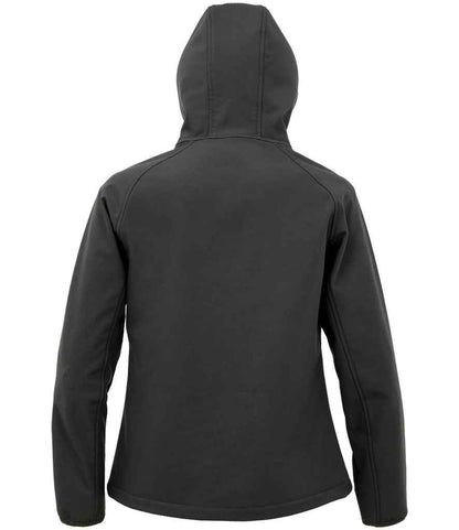 Result Genuine Recycled Ladies Three Layer Printable Hooded Soft Shell Jacket - Black (RS911F)