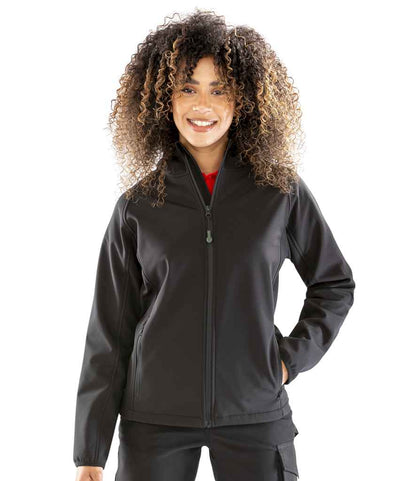 Result Genuine Recycled Ladies Three Layer Printable Hooded Soft Shell Jacket - Black (RS911F)