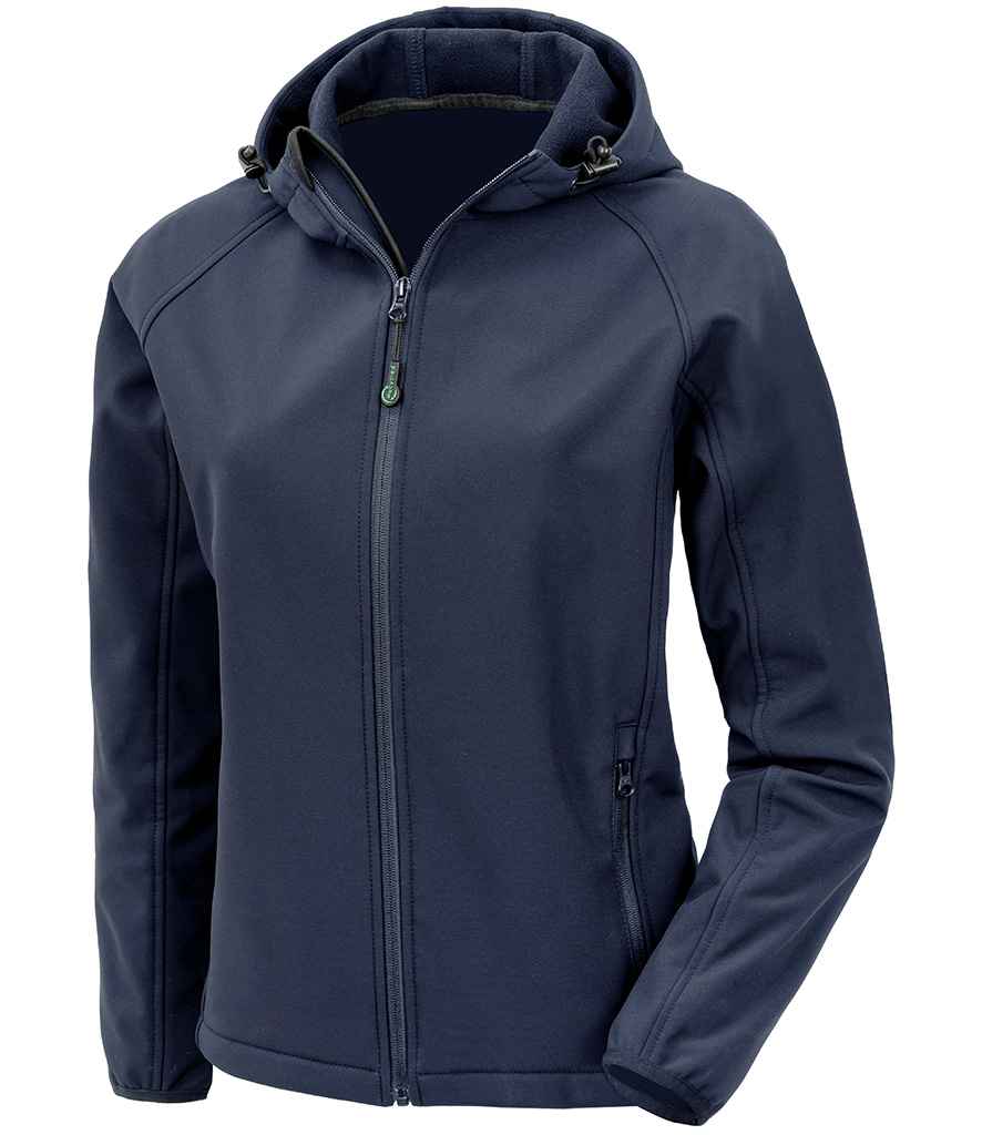 Result Genuine Recycled Ladies Three Layer Printable Hooded Soft Shell Jacket - Navy (RS911F)