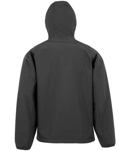 Result Genuine Recycled Three Layer Printable Hooded Soft Shell Jacket - Black (RS911M)