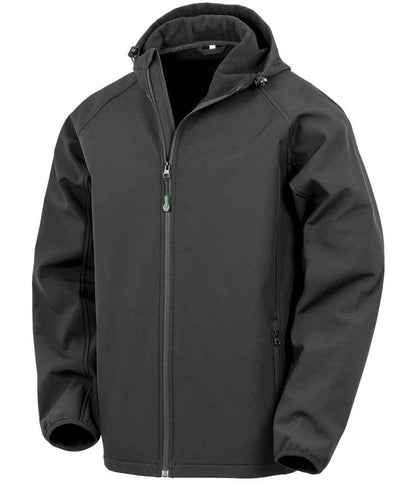 Result Genuine Recycled Three Layer Printable Hooded Soft Shell Jacket - Black (RS911M)