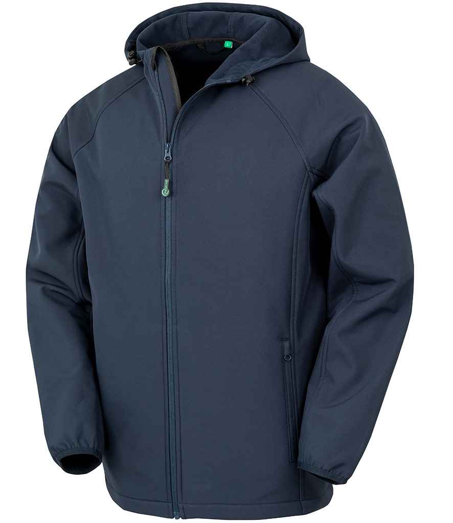 Result Genuine Recycled Three Layer Printable Hooded Soft Shell Jacket - Navy (RS911M)