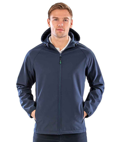 Result Genuine Recycled Three Layer Printable Hooded Soft Shell Jacket - Navy (RS911M)