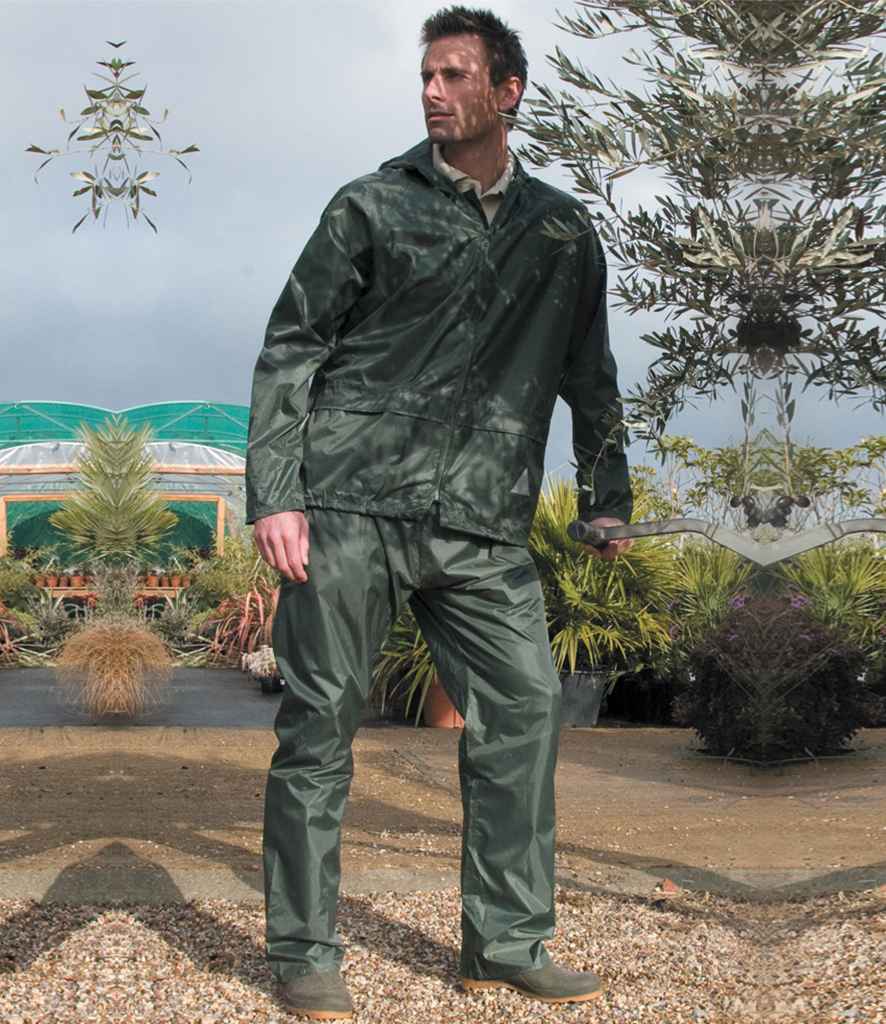 Result Waterproof Jacket/Trouser Suit in Carry Bag - Olive Green (RS95)