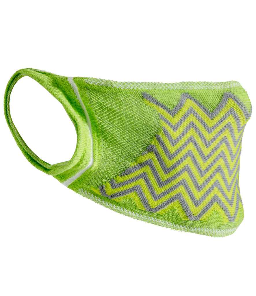 Result ZigZag Anti-Bacterial Face Cover - Lime Green/Grey (RV015)