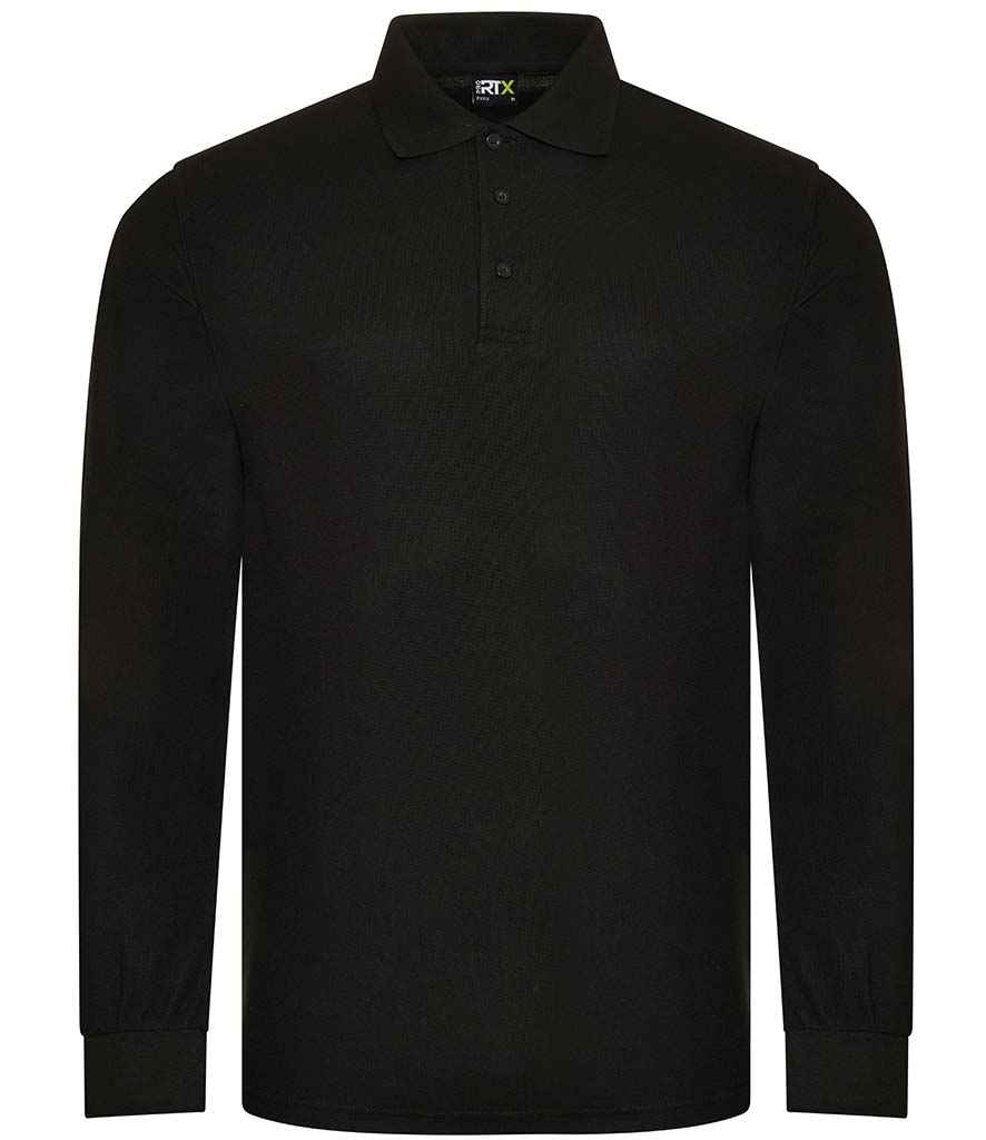 Pro RTX Pro Long Sleeve Piqué Polo Shirt - Black (RX102)