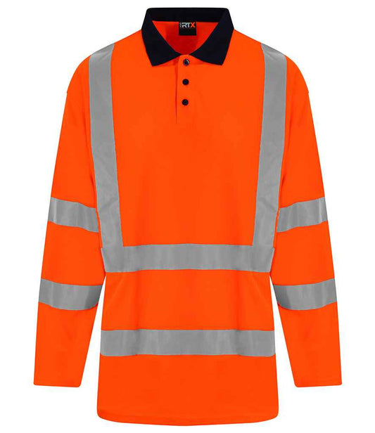 Pro RTX High Visibility Long Sleeve Polo Shirt - Orange/Navy (RX715)