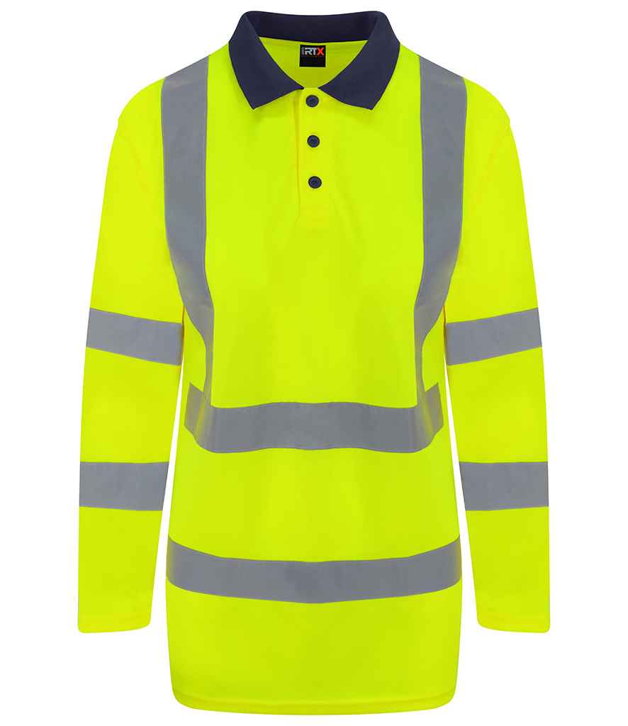 Pro RTX High Visibility Long Sleeve Polo Shirt - Yellow/Navy (RX715)