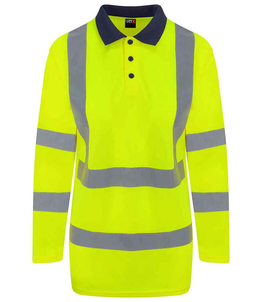 Pro RTX High Visibility Long Sleeve Polo Shirt - Yellow/Navy (RX715)