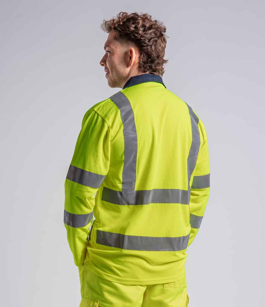 Pro RTX High Visibility Long Sleeve Polo Shirt - Yellow/Navy (RX715)