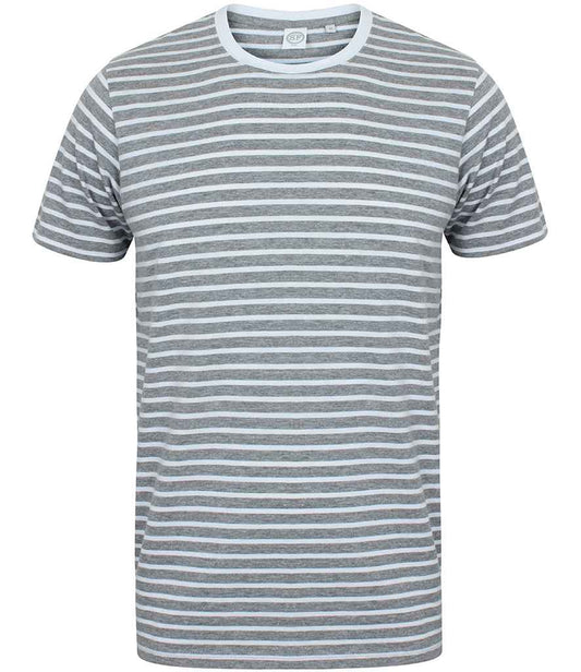 SF Clothing SF Clothing Unisex Striped T-Shirt - Heather Grey/White (SF202)