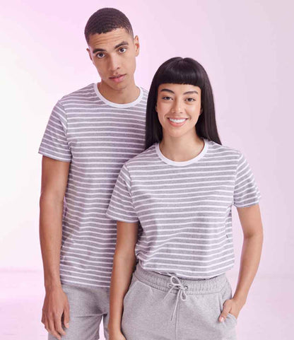 SF Clothing SF Clothing Unisex Striped T-Shirt - Heather Grey/White (SF202)
