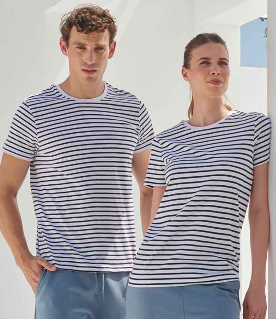 SF Clothing SF Clothing Unisex Striped T-Shirt - White/Oxford Navy (SF202)