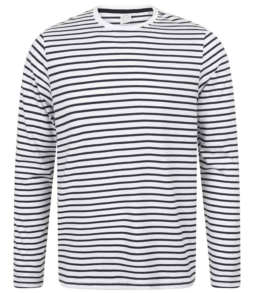 SF Clothing SF Clothing Unisex Long Sleeve Striped T-Shirt - White/Oxford Navy (SF204)