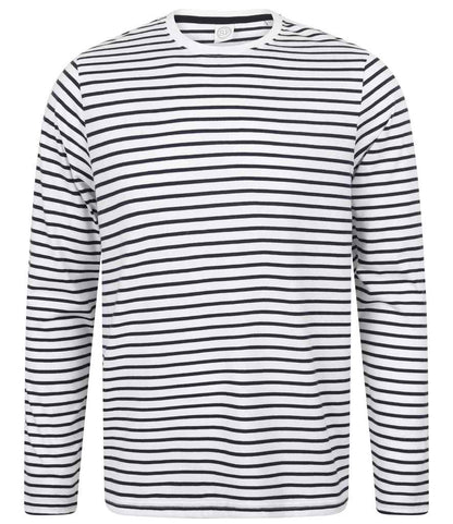 SF Clothing SF Clothing Unisex Long Sleeve Striped T-Shirt - White/Oxford Navy (SF204)