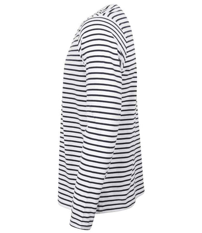 SF Clothing SF Clothing Unisex Long Sleeve Striped T-Shirt - White/Oxford Navy (SF204)