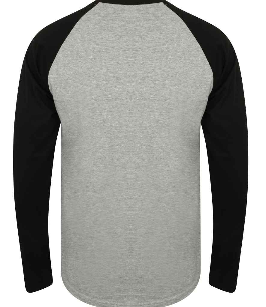 SF Clothing SF Clothing Long Sleeve Baseball T-Shirt - Heather Grey/Black (SF271)