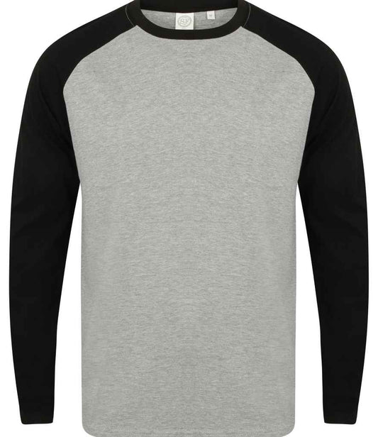 SF Clothing SF Clothing Long Sleeve Baseball T-Shirt - Heather Grey/Black (SF271)
