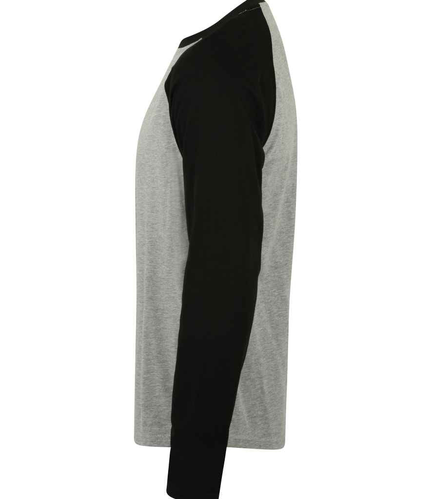 SF Clothing SF Clothing Long Sleeve Baseball T-Shirt - Heather Grey/Black (SF271)