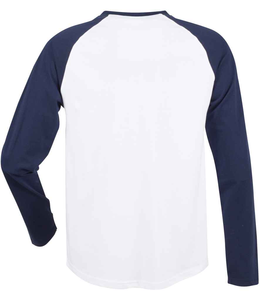 SF Clothing SF Clothing Long Sleeve Baseball T-Shirt - White/Oxford Navy (SF271)