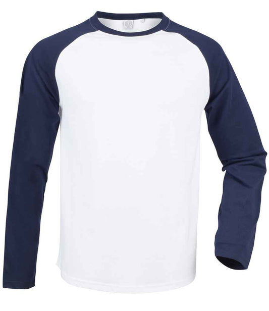 SF Clothing SF Clothing Long Sleeve Baseball T-Shirt - White/Oxford Navy (SF271)