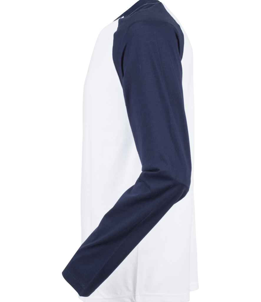 SF Clothing SF Clothing Long Sleeve Baseball T-Shirt - White/Oxford Navy (SF271)
