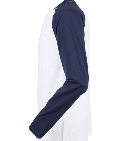 SF Clothing SF Clothing Long Sleeve Baseball T-Shirt - White/Oxford Navy (SF271)