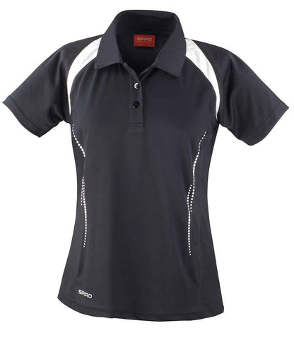 Spiro Ladies Team Spirit Polo Shirt - Black/White (SR177F)