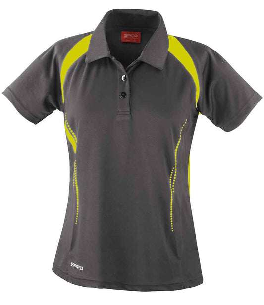 Spiro Ladies Team Spirit Polo Shirt - Grey/Lime Green (SR177F)