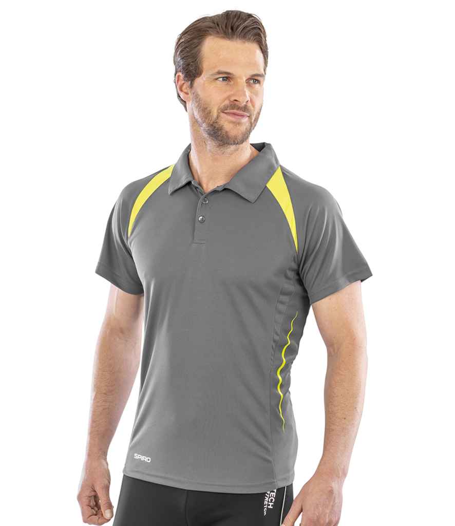 Spiro Team Spirit Polo Shirt - Grey/Lime Green (SR177M)