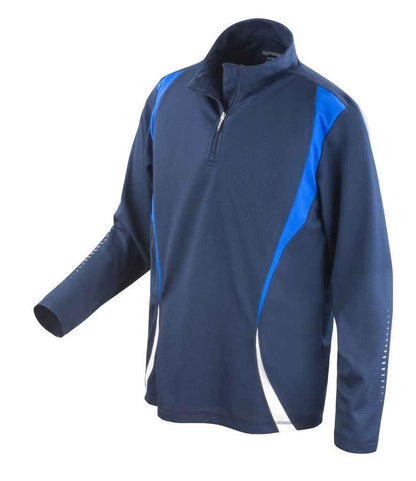 Spiro Unisex Zip Neck Trial Training Top - Navy/Royal Blue/White (SR178M)