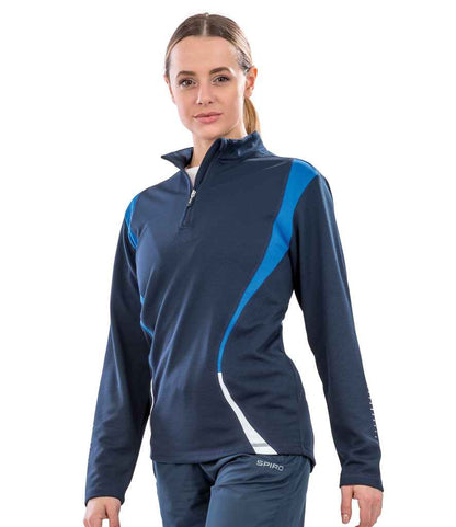 Spiro Unisex Zip Neck Trial Training Top - Navy/Royal Blue/White (SR178M)