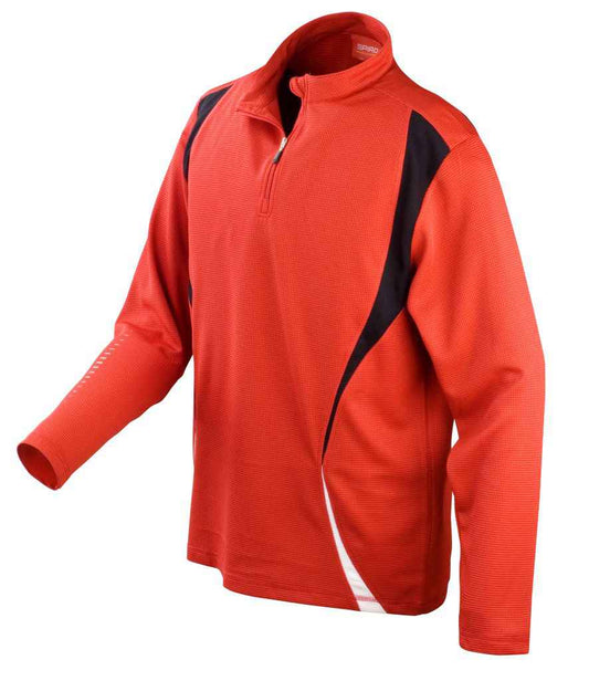 Spiro Unisex Zip Neck Trial Training Top - Red/Black/White (SR178M)
