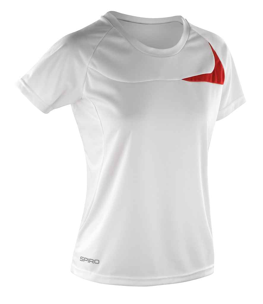 Spiro Ladies Dash Training Shirt - White/Red (SR182F)