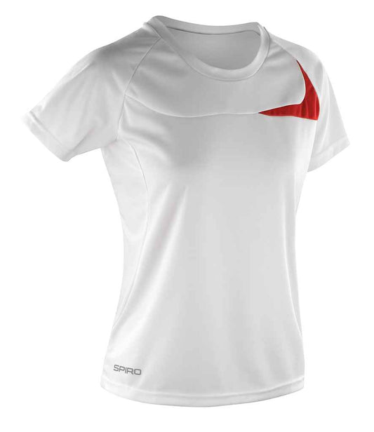 Spiro Ladies Dash Training Shirt - White/Red (SR182F)