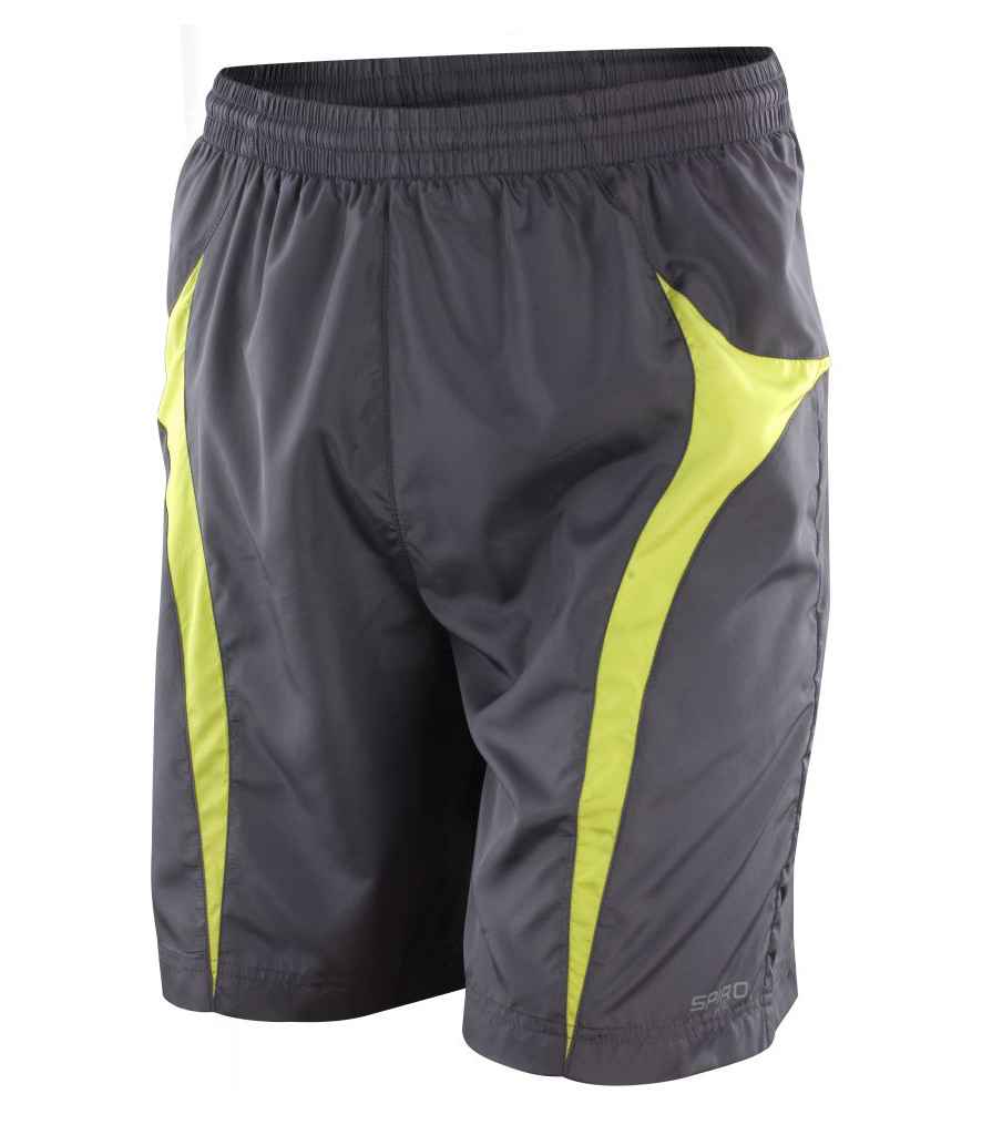 Spiro Micro-Lite Mesh Lined Team Shorts - Grey/Lime Green (SR184M)