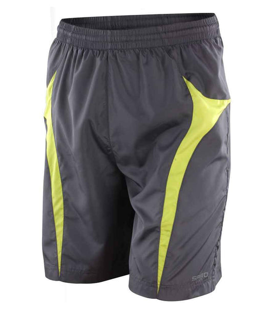Spiro Micro-Lite Mesh Lined Team Shorts - Grey/Lime Green (SR184M)