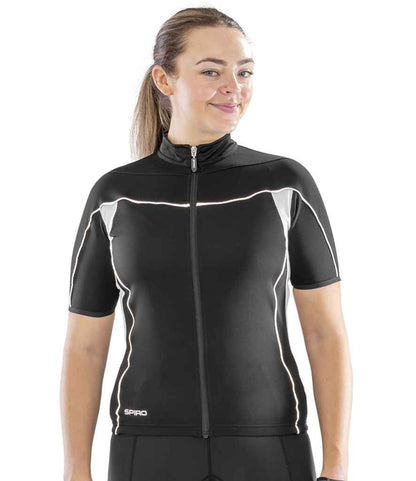 Spiro Ladies Bikewear Top - Black/White (SR188F)