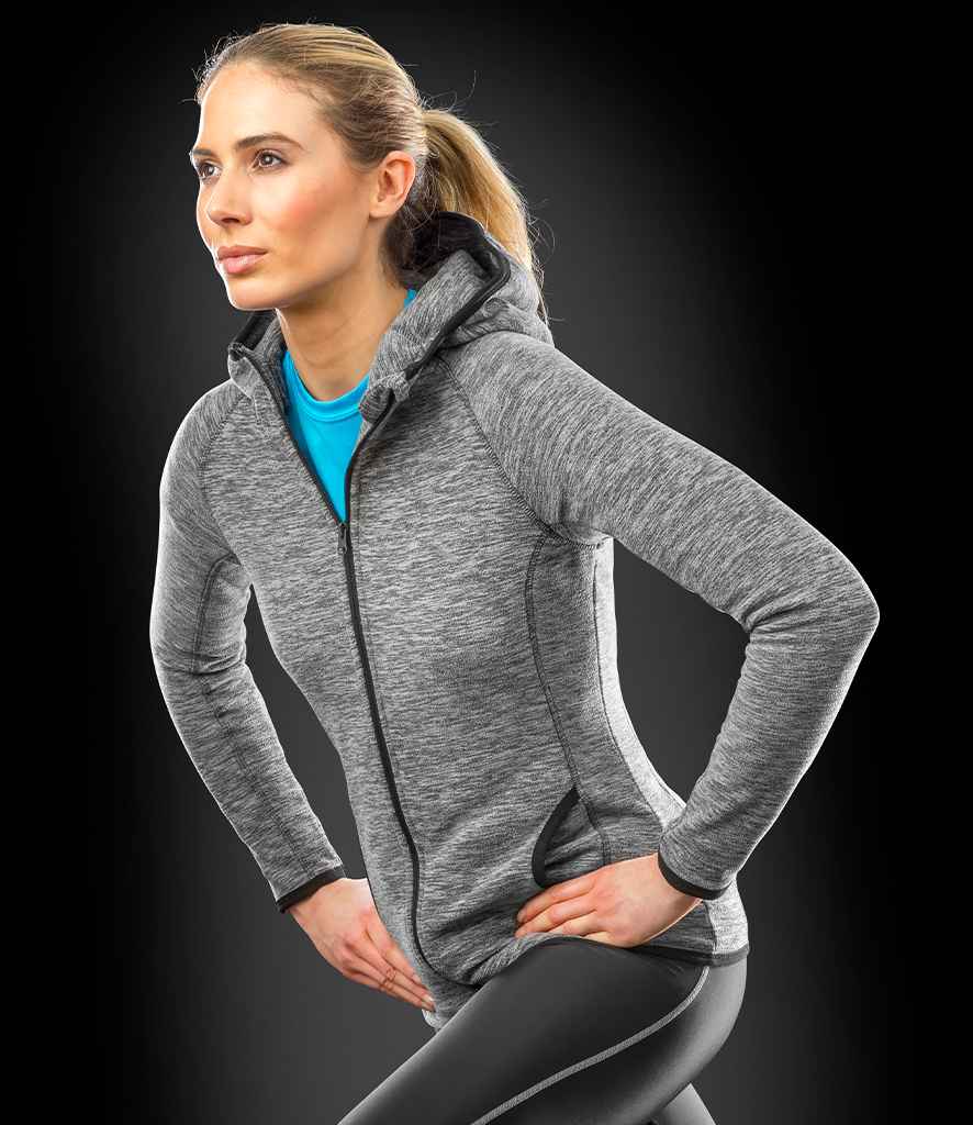 Spiro Ladies Micro Fleece Hoodie - Grey/Black (SR245F)
