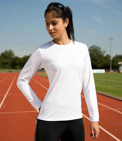 Spiro Ladies Performance Long Sleeve T-Shirt - White (SR254F)