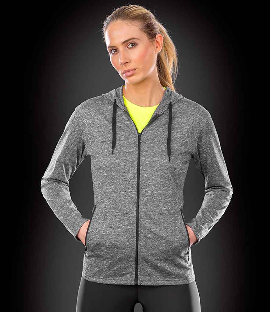 Spiro Ladies Hooded T-Shirt Jacket - Marl Grey (SR277F)