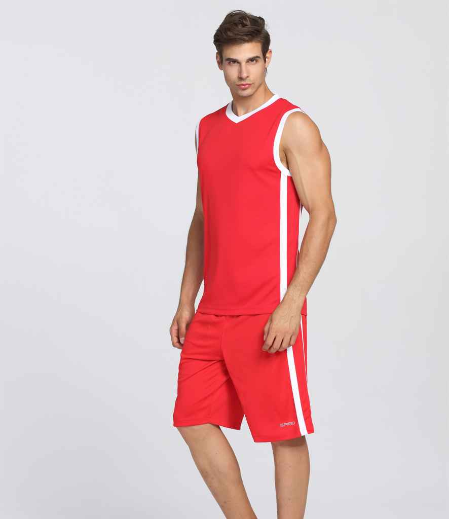 Spiro Basketball Shorts - Red/White (SR279M)