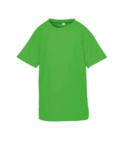 Spiro Kids Impact Performance Aircool T-Shirt - Flo Green (SR287B)