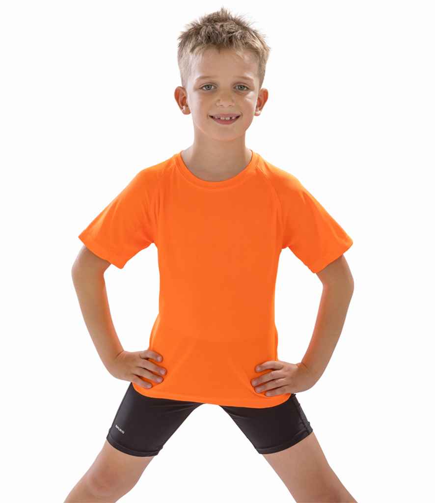 Spiro Kids Impact Performance Aircool T-Shirt - Flo Orange (SR287B)