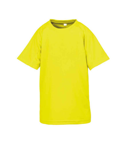 Spiro Kids Impact Performance Aircool T-Shirt - Flo Yellow (SR287B)