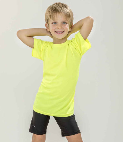 Spiro Kids Impact Performance Aircool T-Shirt - Flo Yellow (SR287B)