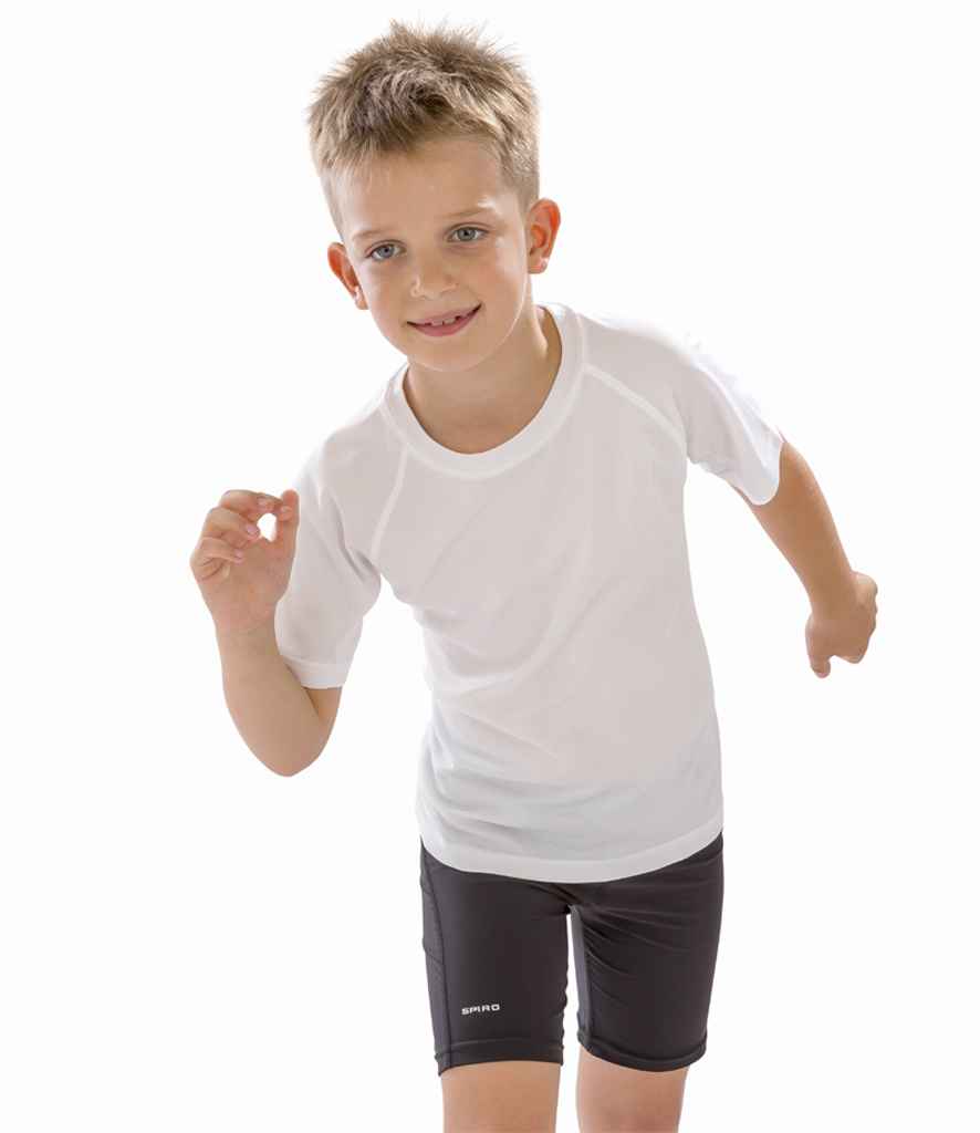 Spiro Kids Impact Performance Aircool T-Shirt - White (SR287B)