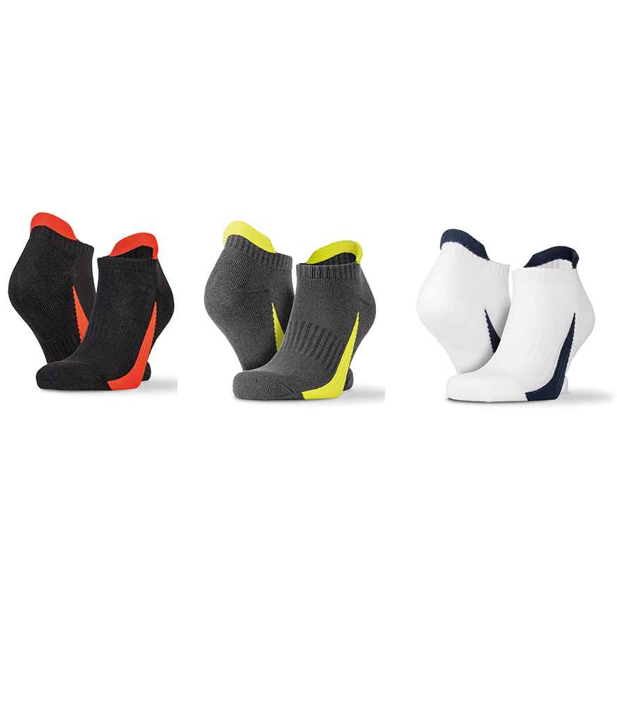 Spiro 3 Pack Sports Sneaker Socks - Black/Red (SR293)