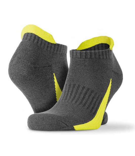Spiro 3 Pack Sports Sneaker Socks - Grey/Lime Green (SR293)